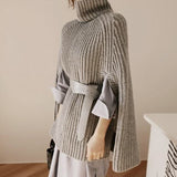 Oversize Sweater Fashion Cloak Winter Women Batwing Knitted Ladies Turtleneck Sexy Plus Size Fall Loose  Autumn Europe America