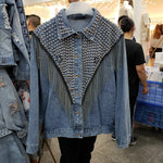 Women's Denim Jacket 2019 New Black Denim Jacket Women Coat Europe Rivet Fringe Jacket Female Denim Jacket Woman Blue Outerwear