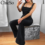 MissyChilli Black elegant skinny jumpsuit Women fashion sexy wide leg bodycon jumpsuit Autumn long romper winter overalls female