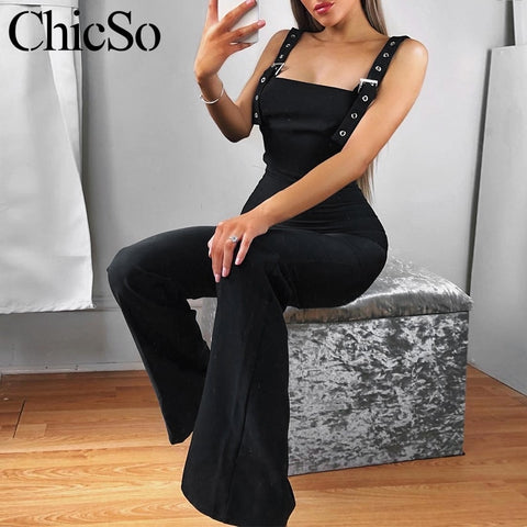 MissyChilli Black elegant skinny jumpsuit Women fashion sexy wide leg bodycon jumpsuit Autumn long romper winter overalls female